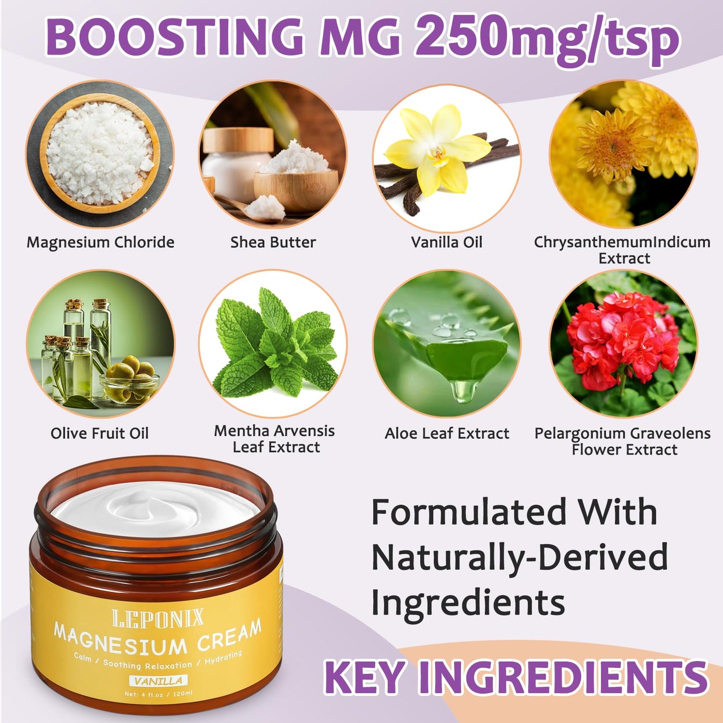Magnesium Cream for Sleep & Muscle Recovery - Soothing Topical Magnesium Lotion for Leg Cramps, Joint Comfort, Pain Relief - Relaxing Magnesium Body Butter for Men Women Kids (120ml, Vanilla) - dailyvitalstore
