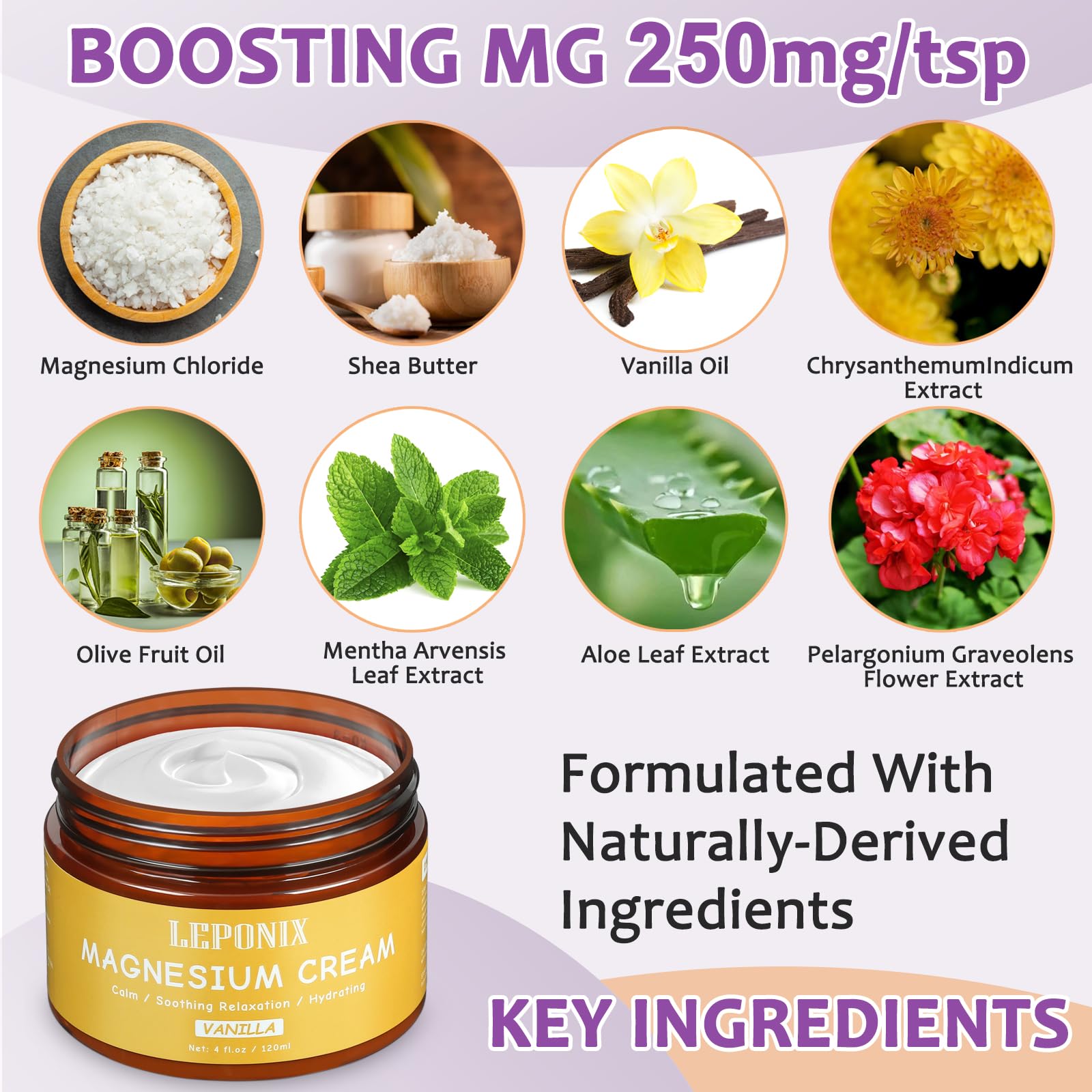 Magnesium Cream for Sleep & Muscle Recovery - Soothing Topical Magnesium Lotion for Leg Cramps, Joint Comfort, Pain Relief - Relaxing Magnesium Body Butter for Men Women Kids (120ml, Vanilla) - dailyvitalstore