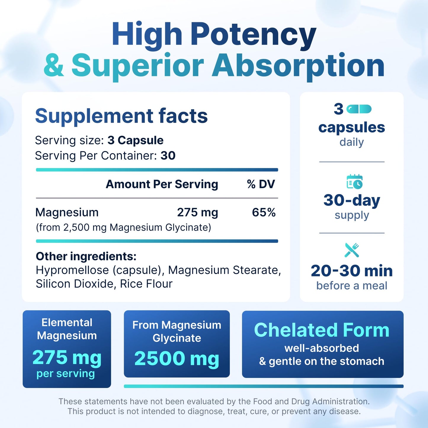 Magnesium for Sleep & Recovery – High Potency 2500mg Magnesium Glycinate for Men & Women, Chelated for High Absorption, Supports Deep Rest, Nerve & Muscle Recovery, Made in USA, 1 Month Supply - dailyvitalstore