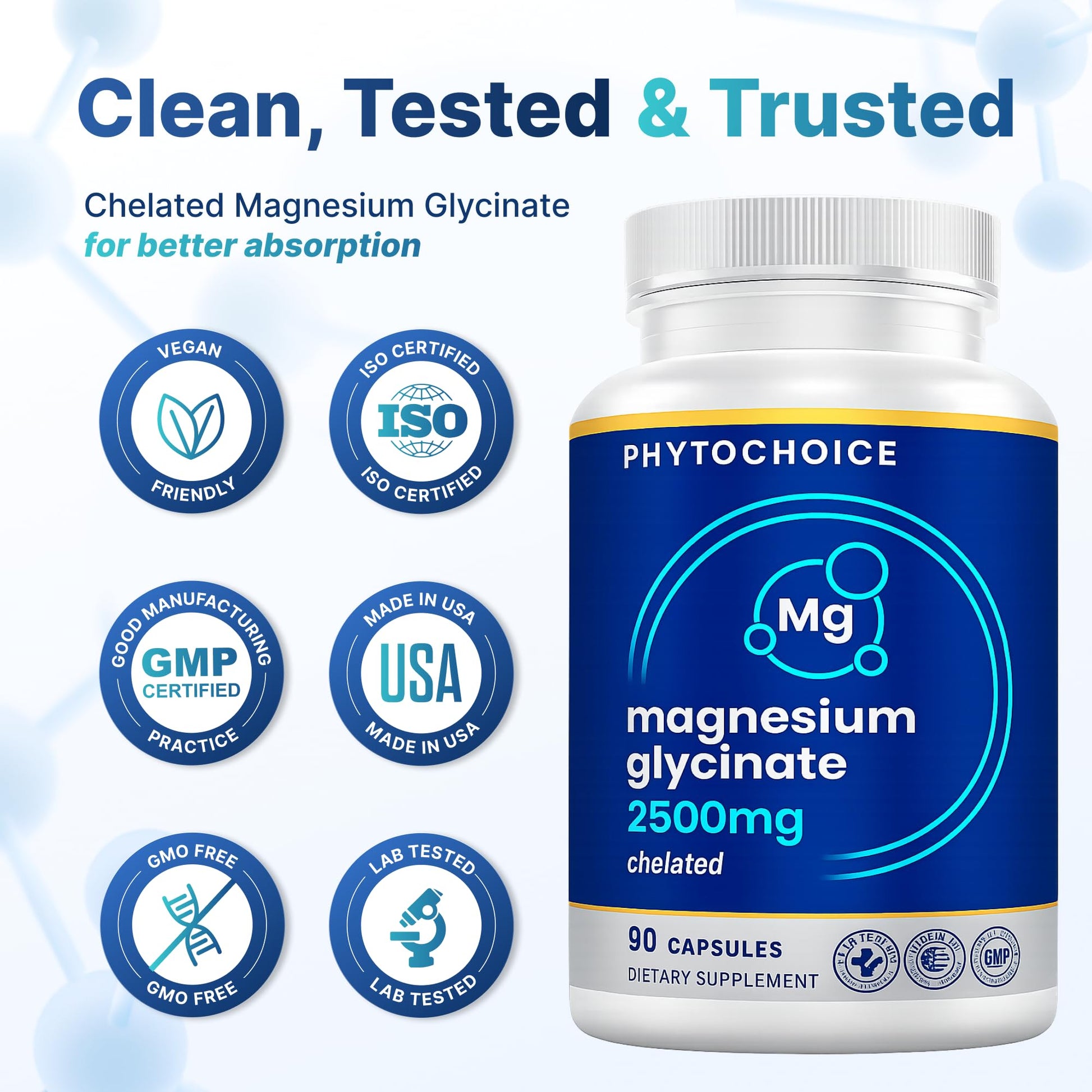 Magnesium for Sleep & Recovery – High Potency 2500mg Magnesium Glycinate for Men & Women, Chelated for High Absorption, Supports Deep Rest, Nerve & Muscle Recovery, Made in USA, 1 Month Supply - dailyvitalstore