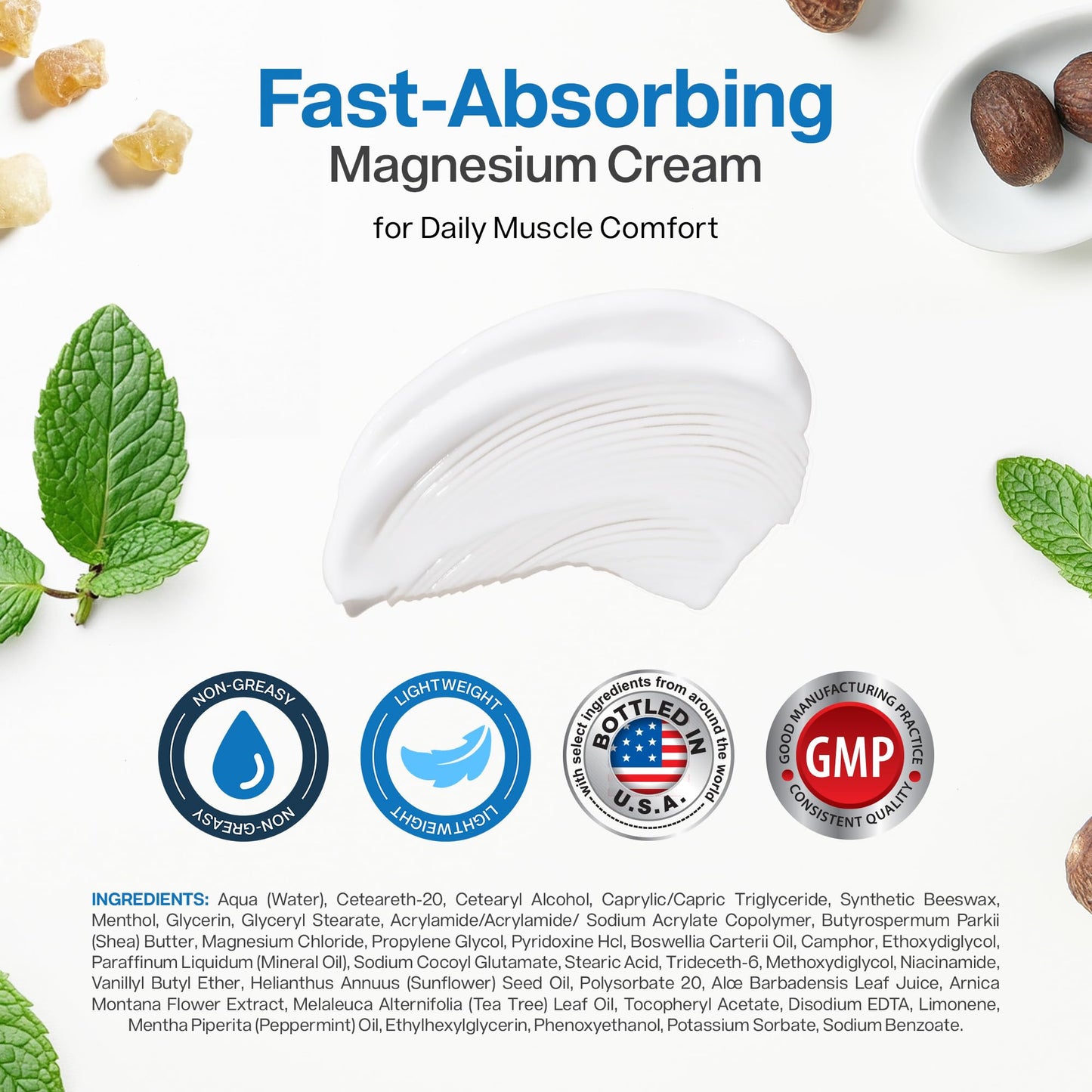 Magnesium Freeze - Topical Magnesium Cream with Niacinamide for Joints, Low Back, Sciatic Nerve, Knee, Hip, & Foot - Fast Acting Cooling Formula - Lightweight, Non-Greasy - 4oz - dailyvitalstore