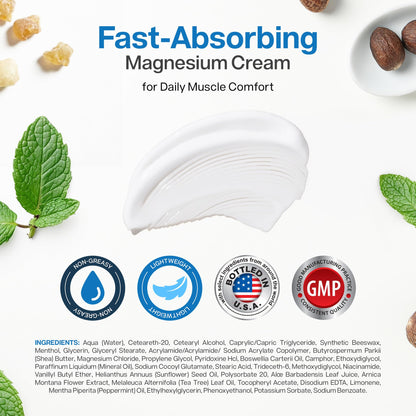 Magnesium Freeze - Topical Magnesium Cream with Niacinamide for Joints, Low Back, Sciatic Nerve, Knee, Hip, & Foot - Fast Acting Cooling Formula - Lightweight, Non-Greasy - 4oz - dailyvitalstore