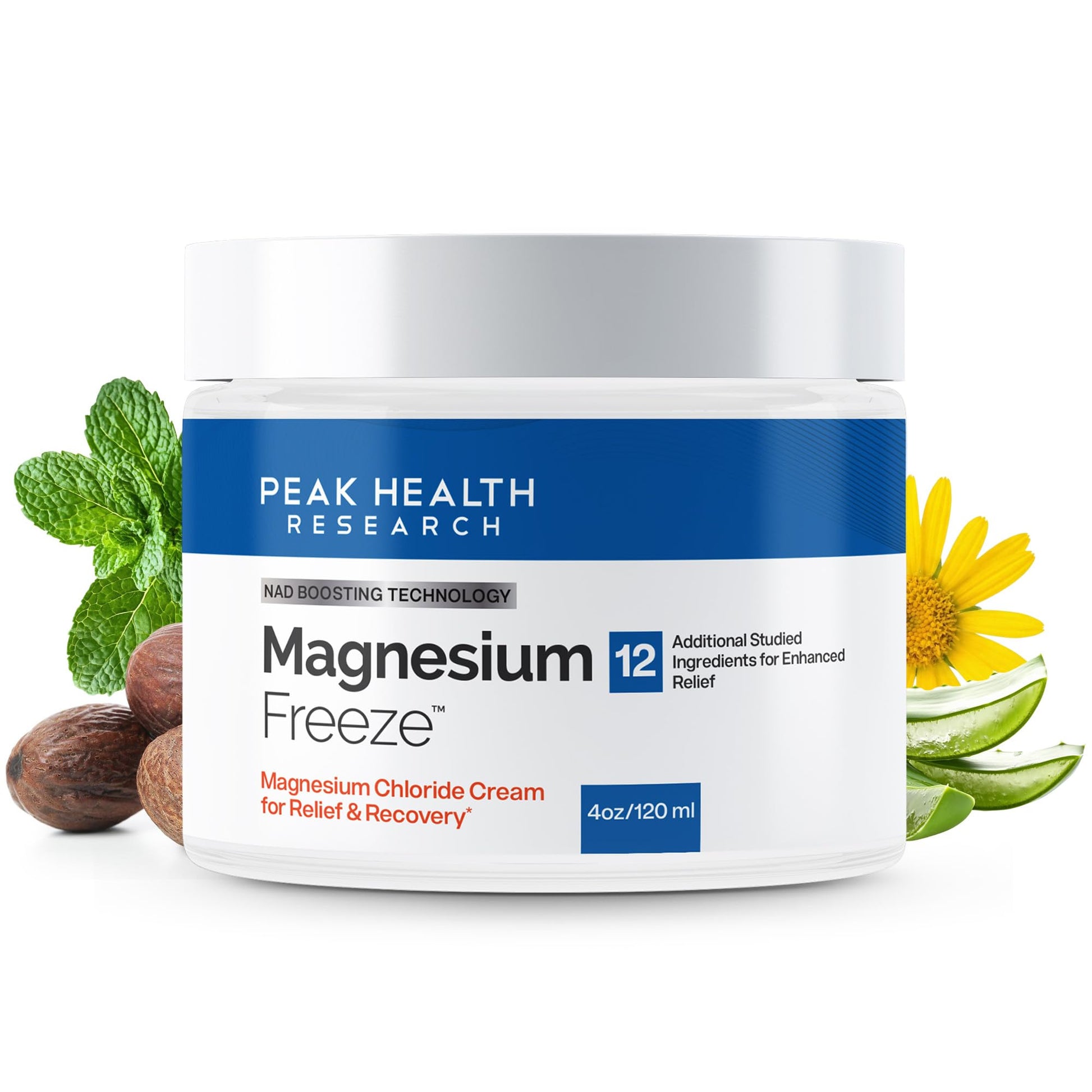Magnesium Freeze - Topical Magnesium Cream with Niacinamide for Joints, Low Back, Sciatic Nerve, Knee, Hip, & Foot - Fast Acting Cooling Formula - Lightweight, Non-Greasy - 4oz - dailyvitalstore