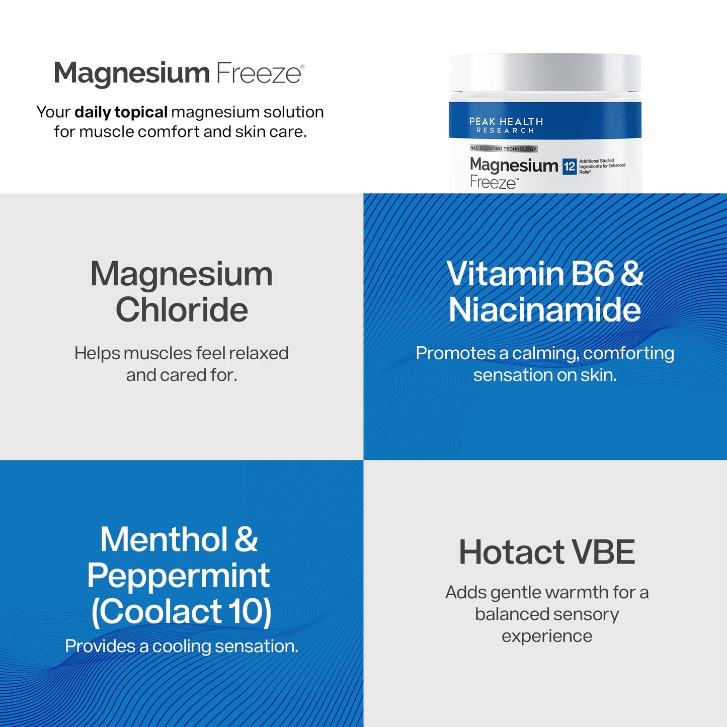 Magnesium Freeze - Topical Magnesium Cream with Niacinamide for Joints, Low Back, Sciatic Nerve, Knee, Hip, & Foot - Fast Acting Cooling Formula - Lightweight, Non-Greasy - 4oz - dailyvitalstore