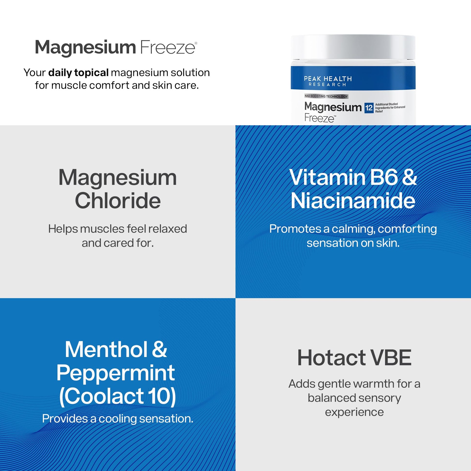 Magnesium Freeze - Topical Magnesium Cream with Niacinamide for Joints, Low Back, Sciatic Nerve, Knee, Hip, & Foot - Fast Acting Cooling Formula - Lightweight, Non-Greasy - 4oz - dailyvitalstore
