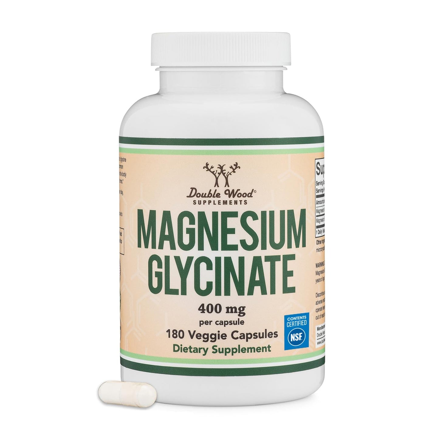 Magnesium Glycinate 400mg | 180 Capsules | Sleep, Muscle, & Heart Support | Vegan, Third Party Tested, Gluten Free, Non-GMO, by Double Wood Supplements - dailyvitalstore