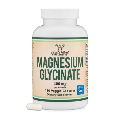 Magnesium Glycinate 400mg | 180 Capsules | Sleep, Muscle, & Heart Support | Vegan, Third Party Tested, Gluten Free, Non-GMO, by Double Wood Supplements - dailyvitalstore