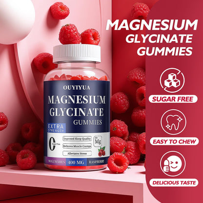 Magnesium Glycinate 400mg Gummies, Sugar Free Magnesium Gummies with Vitamins D, B6 for Sleep Support, - dailyvitalstore