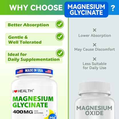 Magnesium Glycinate 400mg per Capsule – 240 Capsules – High Absorption Magnesium Supplement for Relaxation, Calmness & Muscle Support – Gentle on Stomach - dailyvitalstore