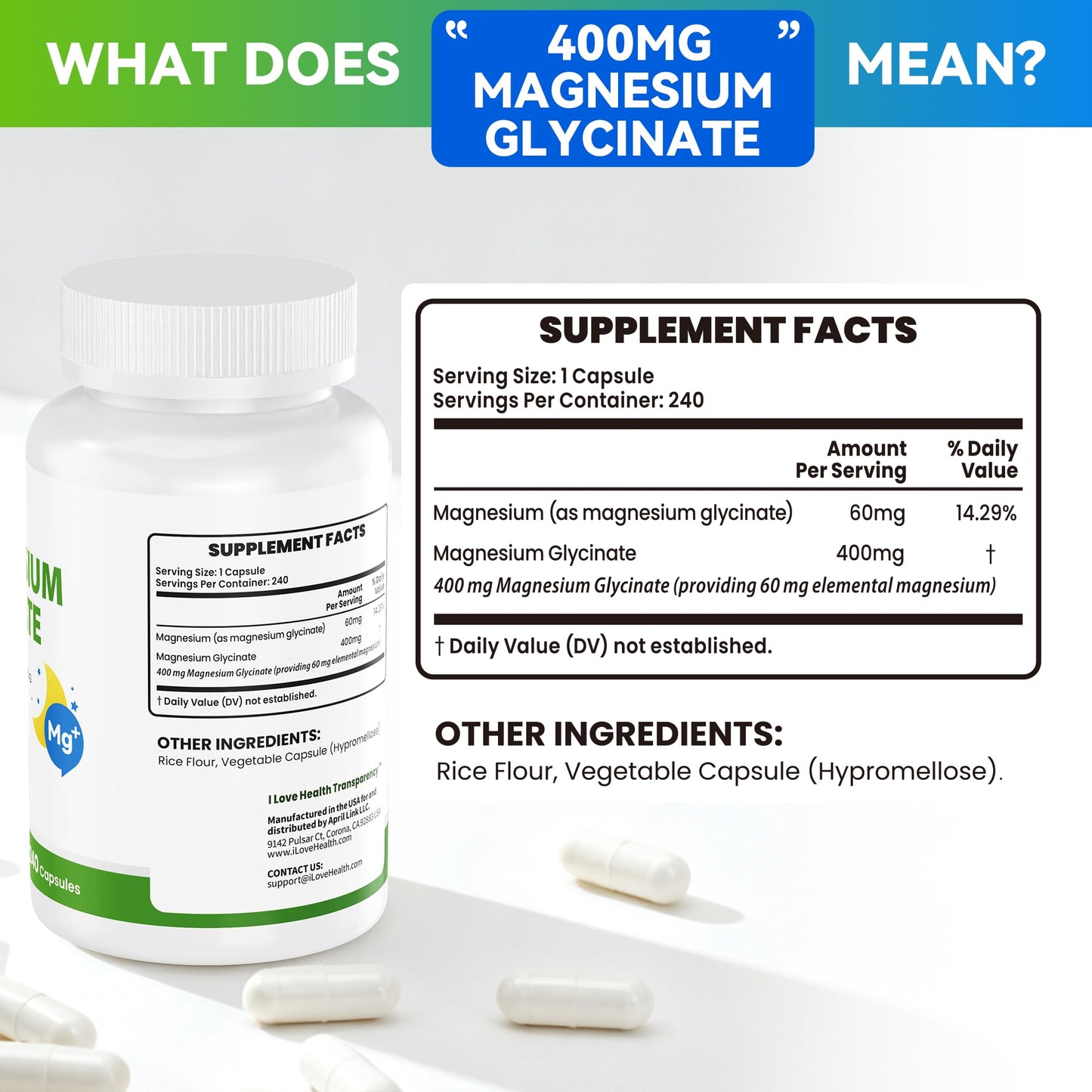 Magnesium Glycinate 400mg per Capsule – 240 Capsules – High Absorption Magnesium Supplement for Relaxation, Calmness & Muscle Support – Gentle on Stomach - dailyvitalstore