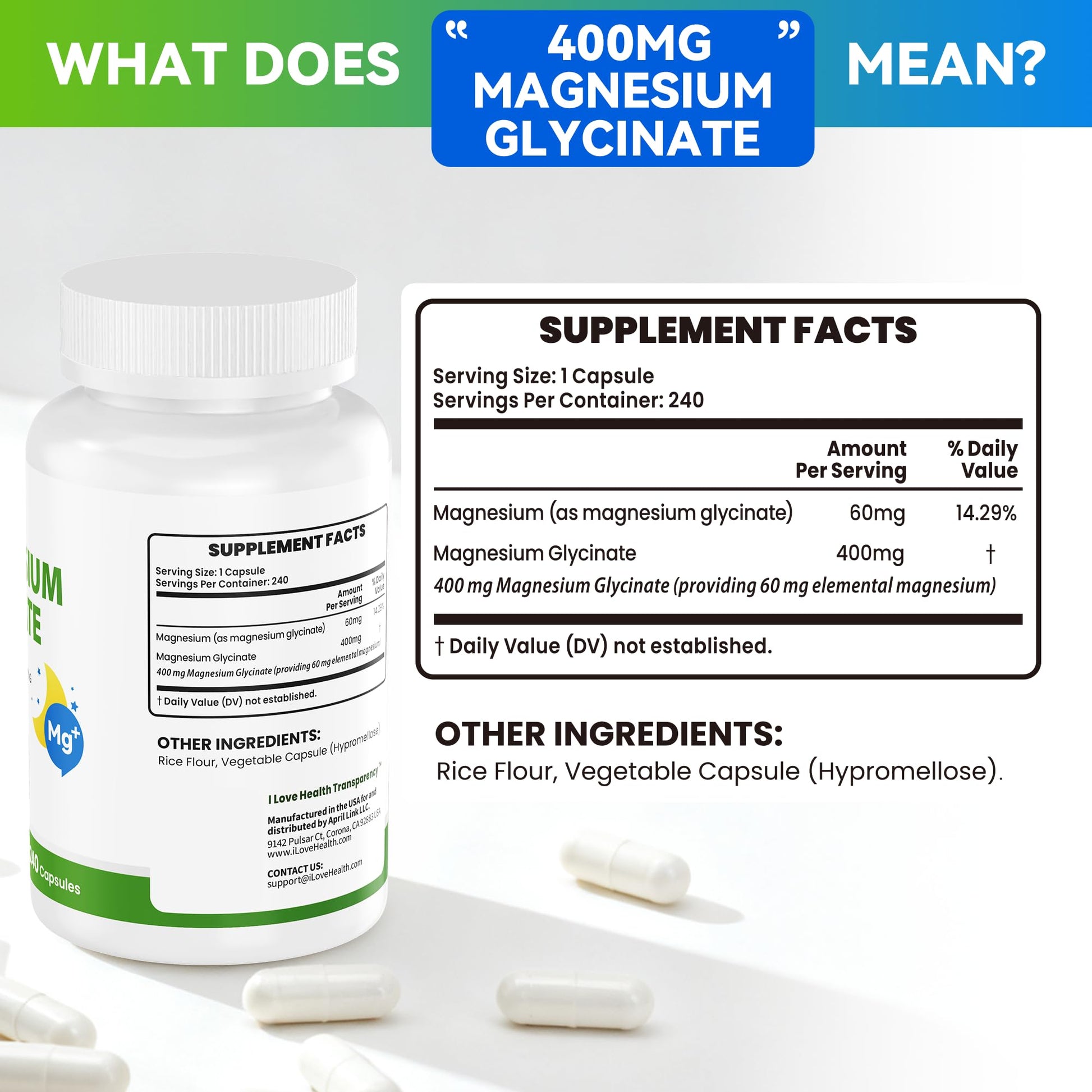 Magnesium Glycinate 400mg per Capsule – 240 Capsules – High Absorption Magnesium Supplement for Relaxation, Calmness & Muscle Support – Gentle on Stomach - dailyvitalstore