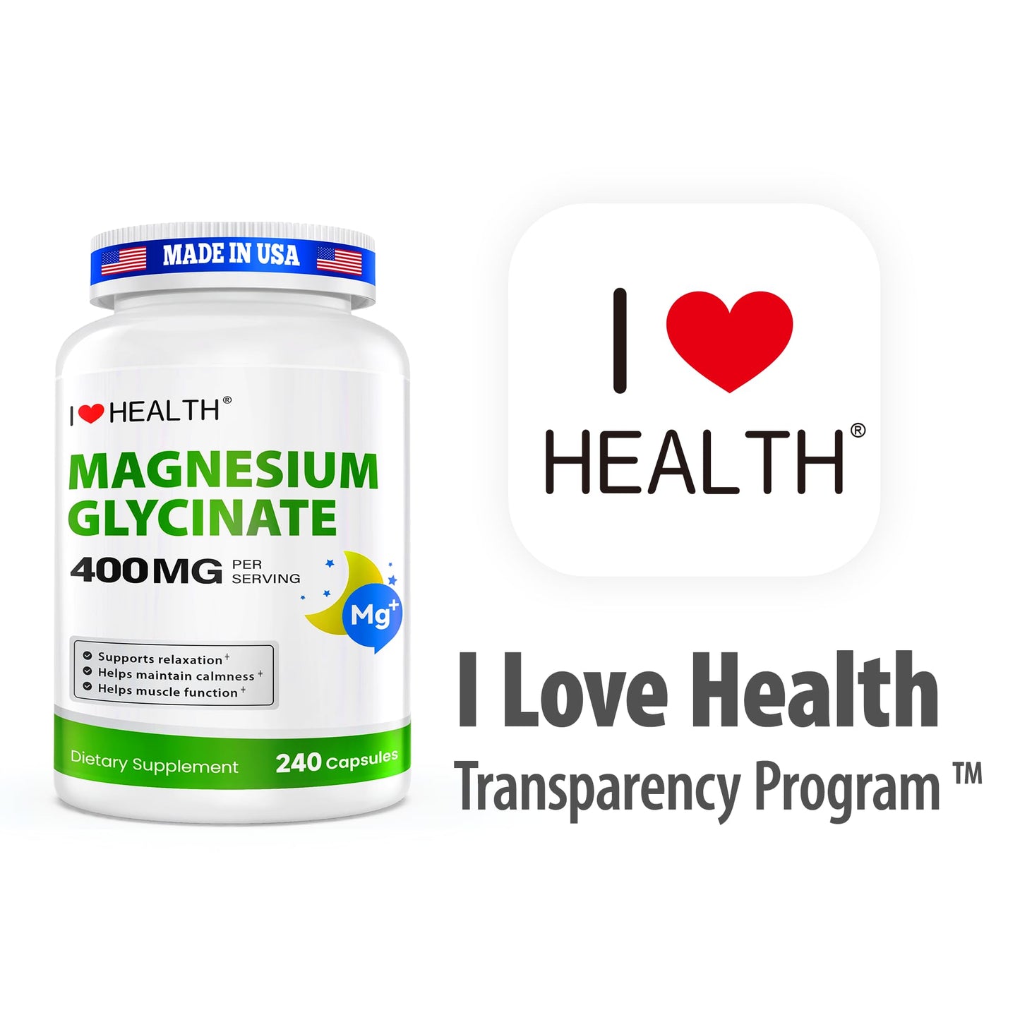 Magnesium Glycinate 400mg per Capsule – 240 Capsules – High Absorption Magnesium Supplement for Relaxation, Calmness & Muscle Support – Gentle on Stomach - dailyvitalstore