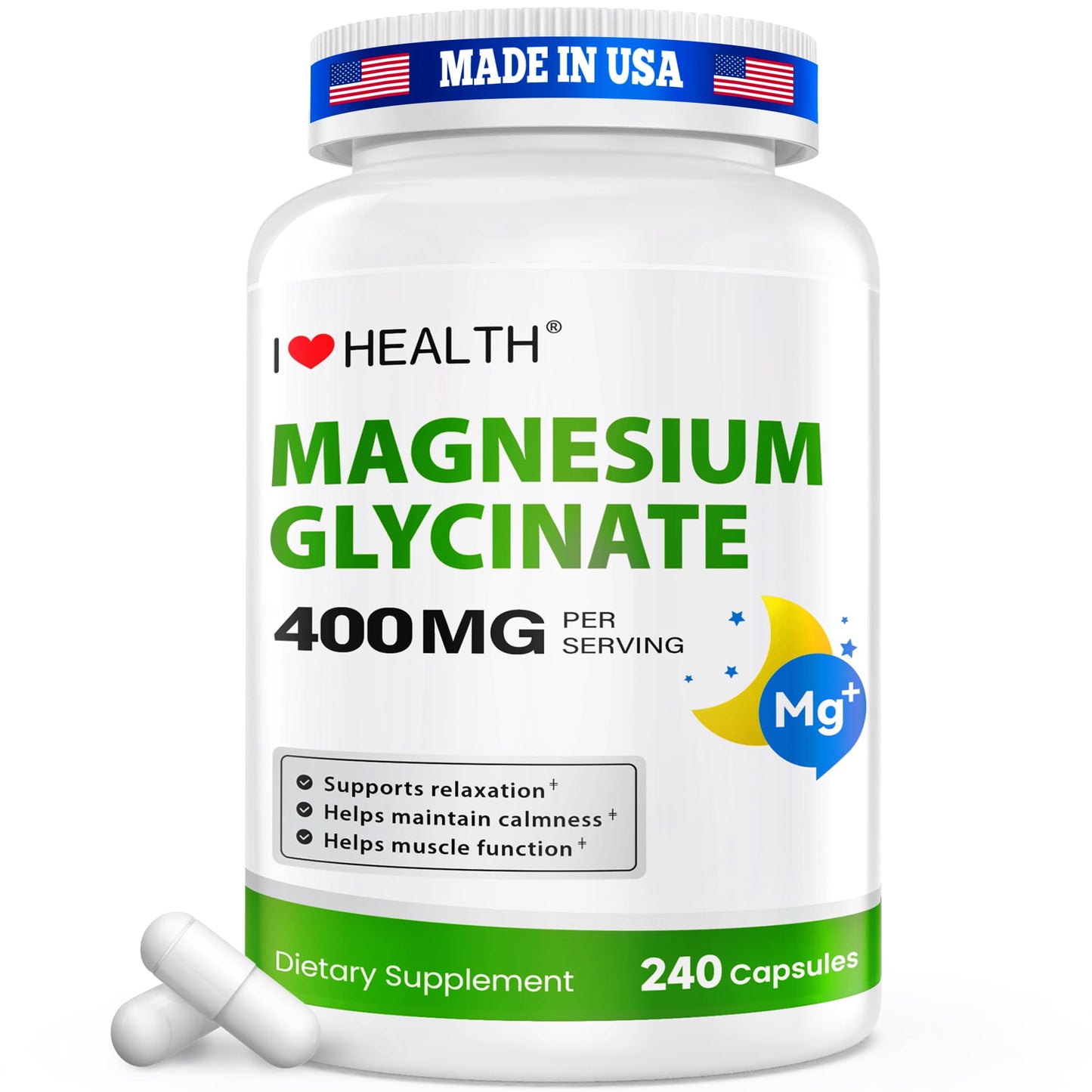 Magnesium Glycinate 400mg per Capsule – 240 Capsules – High Absorption Magnesium Supplement for Relaxation, Calmness & Muscle Support – Gentle on Stomach - dailyvitalstore