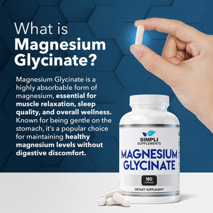 Magnesium Glycinate 400mg per Serving – High Absorption – Gentle on Stomach – Supports Sleep, Relaxation, Muscle, Bone & Immune Health – Non-GMO, Vegan, 180 Capsules - dailyvitalstore