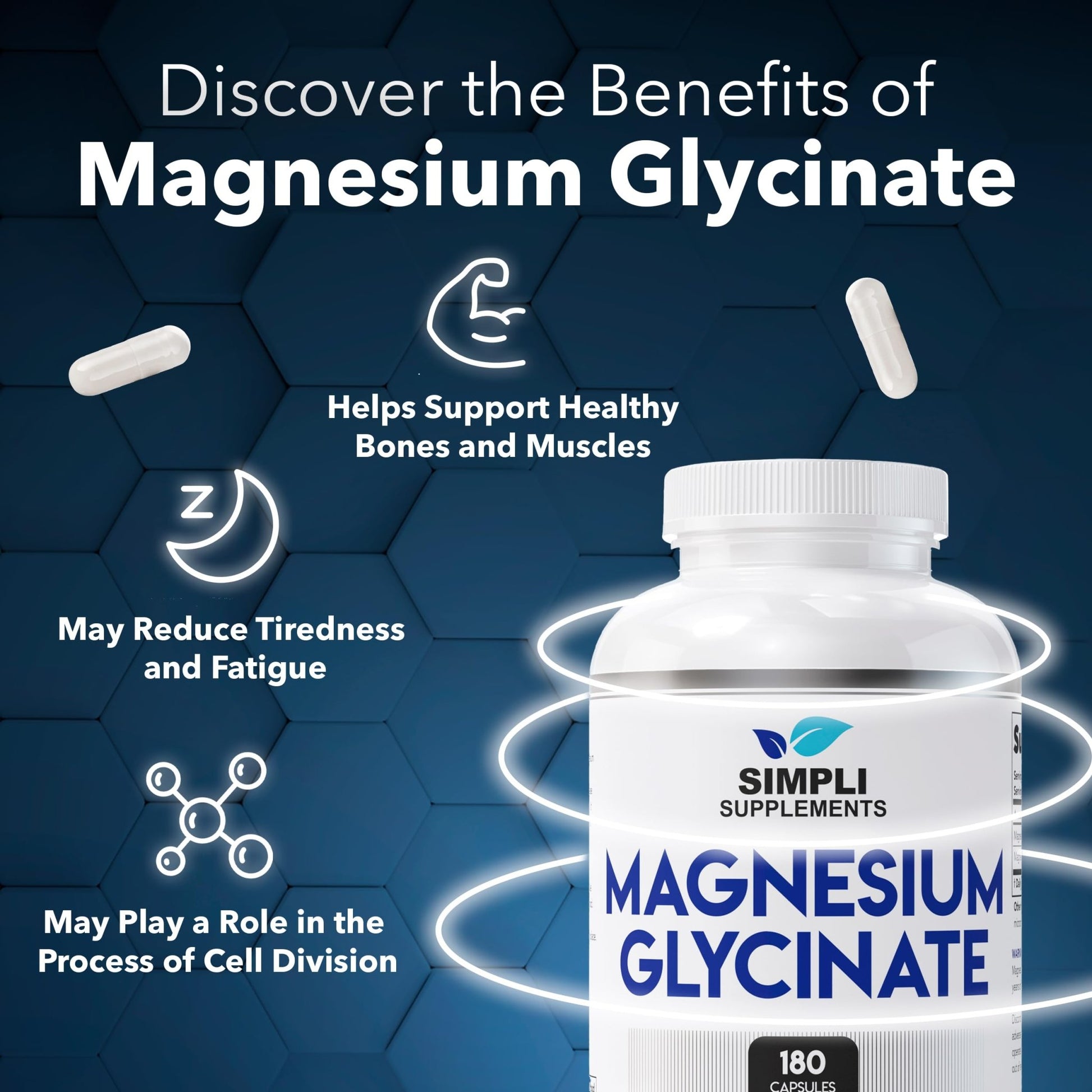 Magnesium Glycinate 400mg per Serving – High Absorption – Gentle on Stomach – Supports Sleep, Relaxation, Muscle, Bone & Immune Health – Non-GMO, Vegan, 180 Capsules - dailyvitalstore