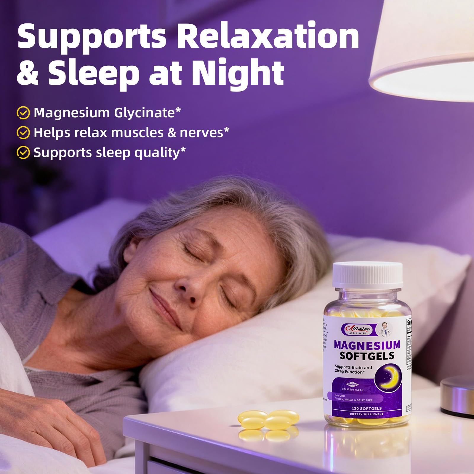 Magnesium Glycinate 400mg Softgels, Small Easy to Swallow High Absorption Magnesium Supplement, with Vitamin D3 & K2 for Sleep Relax Calm Muscle Bone* Health, 120 Gelcaps - dailyvitalstore