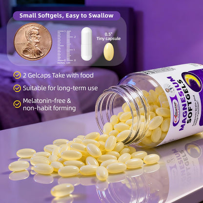 Magnesium Glycinate 400mg Softgels, Small Easy to Swallow High Absorption Magnesium Supplement, with Vitamin D3 & K2 for Sleep Relax Calm Muscle Bone* Health, 120 Gelcaps - dailyvitalstore