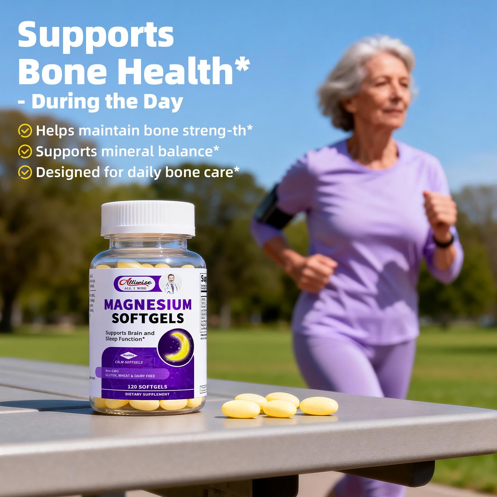 Magnesium Glycinate 400mg Softgels, Small Easy to Swallow High Absorption Magnesium Supplement, with Vitamin D3 & K2 for Sleep Relax Calm Muscle Bone* Health, 120 Gelcaps - dailyvitalstore