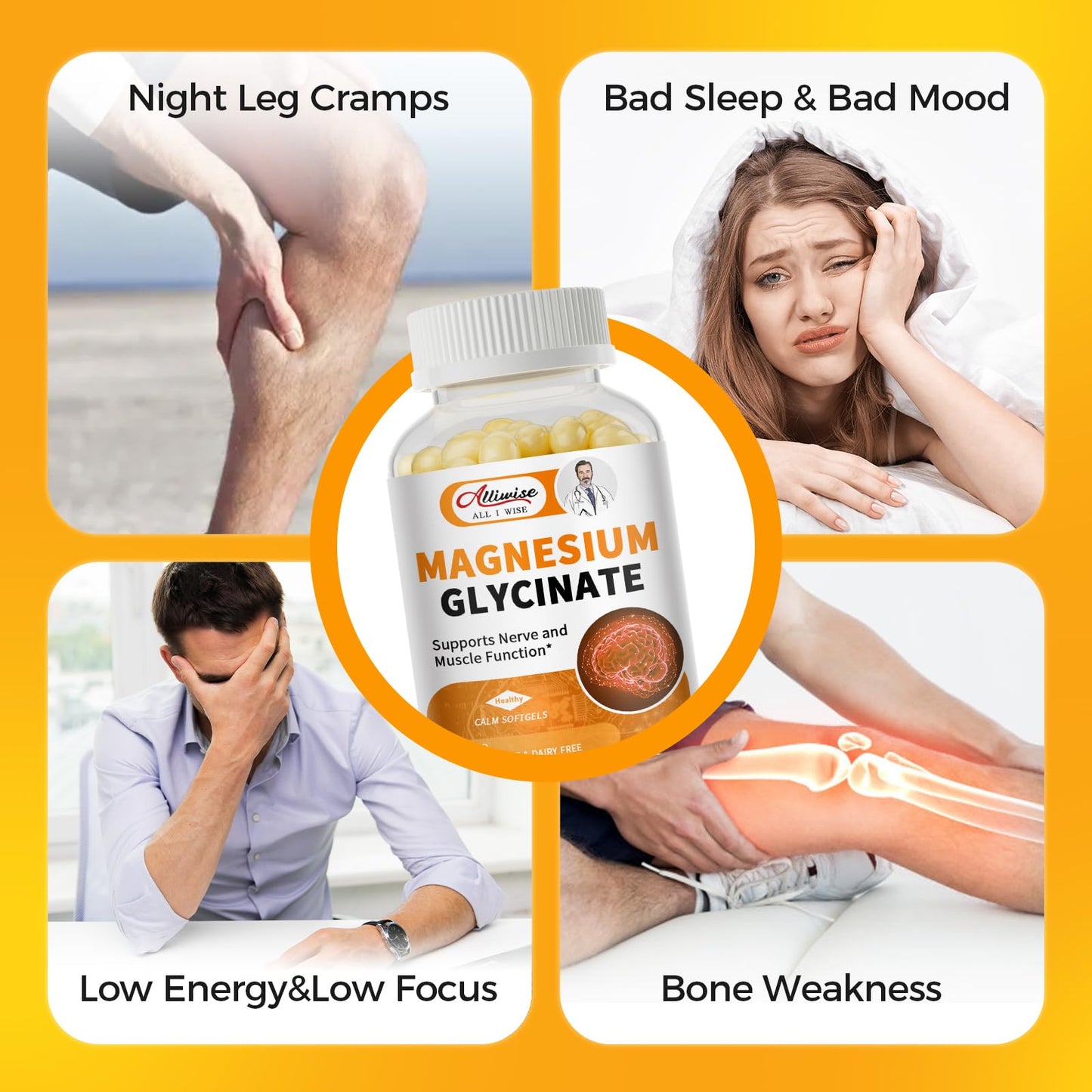 Magnesium Glycinate 400mg Softgels with Vitamin D3 & B6,Small Easy to Swallow Gel Caps,High Absorption, Gentle on Stomach,Supports Sleep, Muscle & Calm,Bone Health,120 Softgels - dailyvitalstore