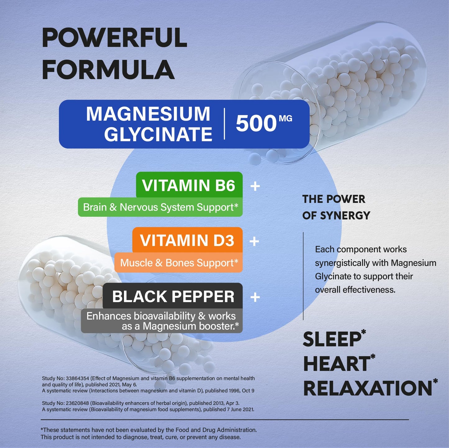 Magnesium Glycinate 500 mg - Chelated Supplement - High Absorption Form of Magnesium - Support for Sleep, Muscle & Heart Health - dailyvitalstore