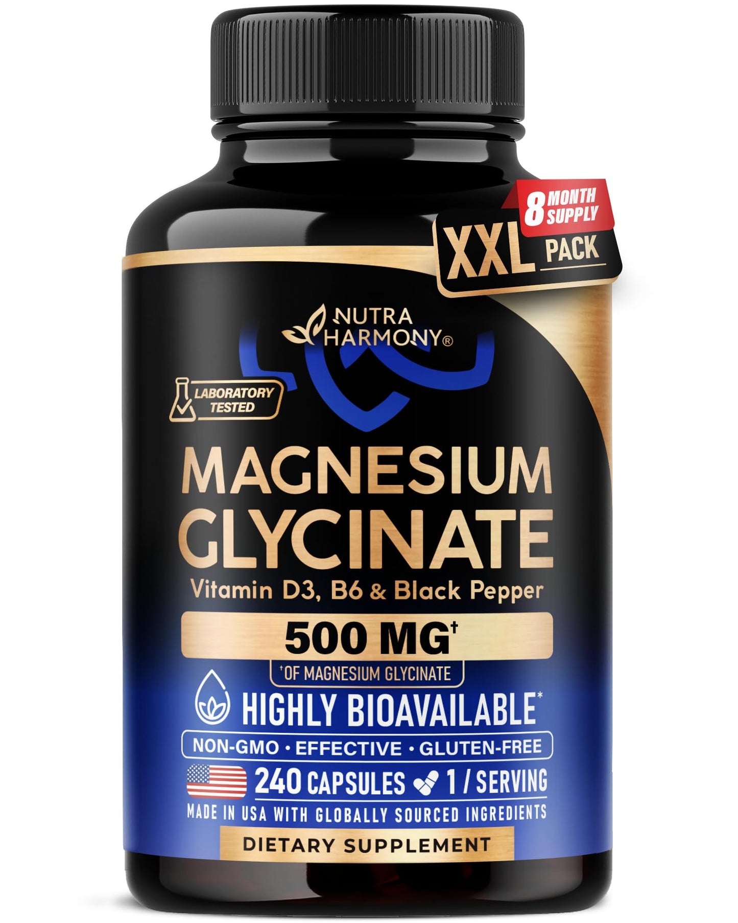 Magnesium Glycinate 500 mg - Chelated Supplement - High Absorption Form of Magnesium - Support for Sleep, Muscle & Heart Health - dailyvitalstore