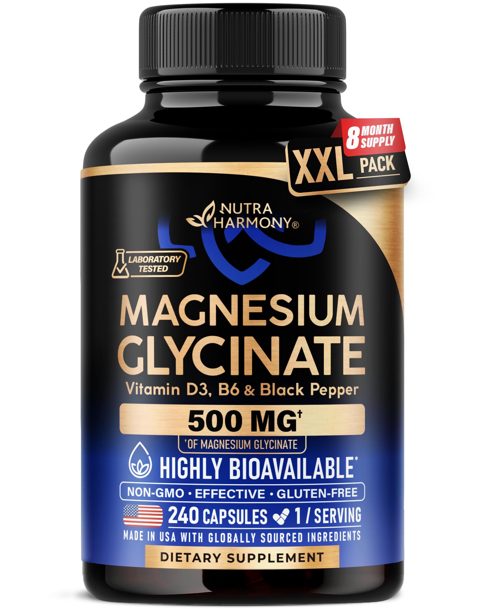 Magnesium Glycinate 500 mg - Chelated Supplement - High Absorption Form of Magnesium - Support for Sleep, Muscle & Heart Health - dailyvitalstore