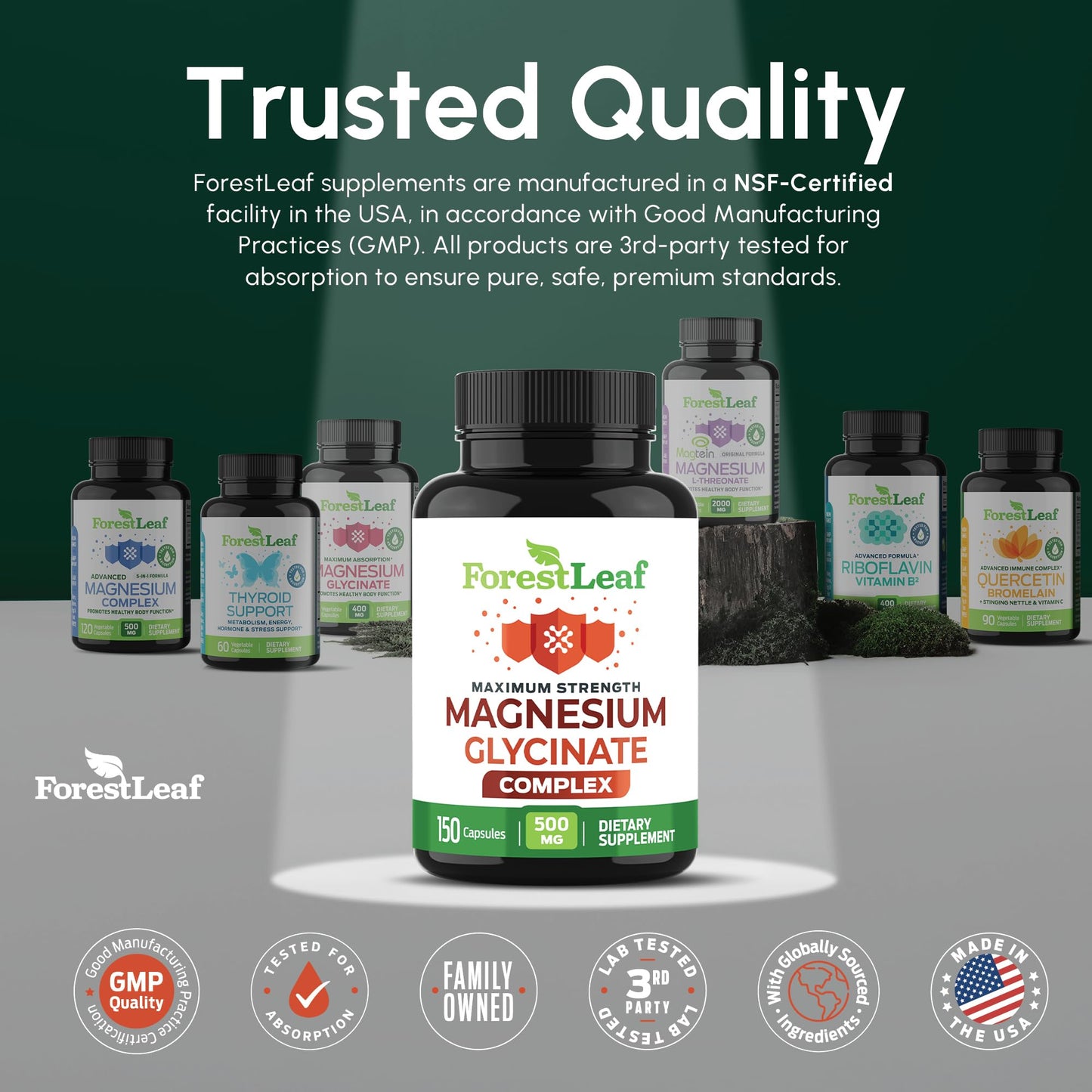 Magnesium Glycinate 500mg Complex - Magnesium Supplement Capsules for Sleep and Calmness - Non-GMO, 3rd Party Tested - dailyvitalstore