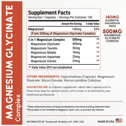 Magnesium Glycinate 500mg Complex - Magnesium Supplement Capsules for Sleep and Calmness - Non-GMO, 3rd Party Tested - dailyvitalstore