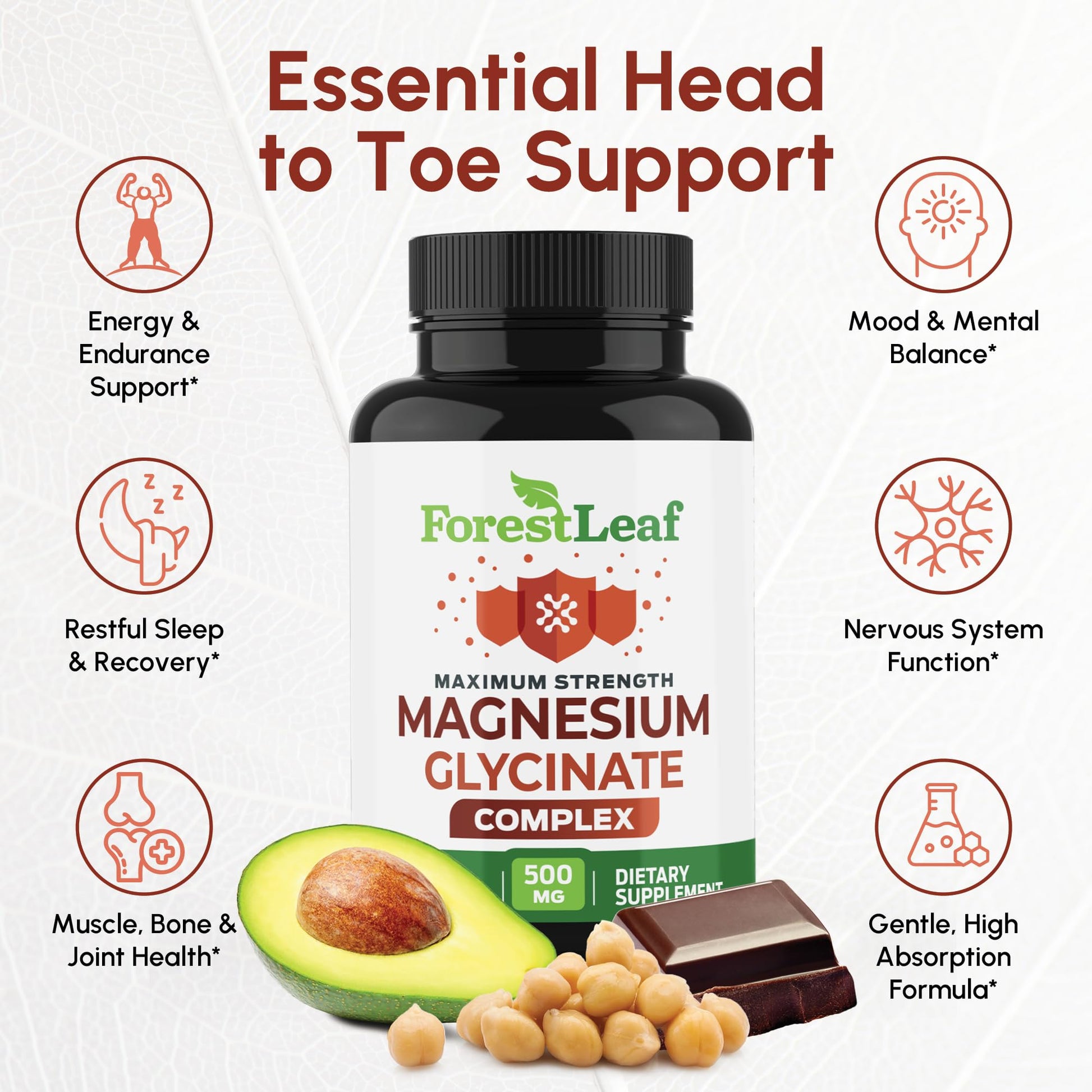 Magnesium Glycinate 500mg Complex - Magnesium Supplement Capsules for Sleep and Calmness - Non-GMO, 3rd Party Tested - dailyvitalstore