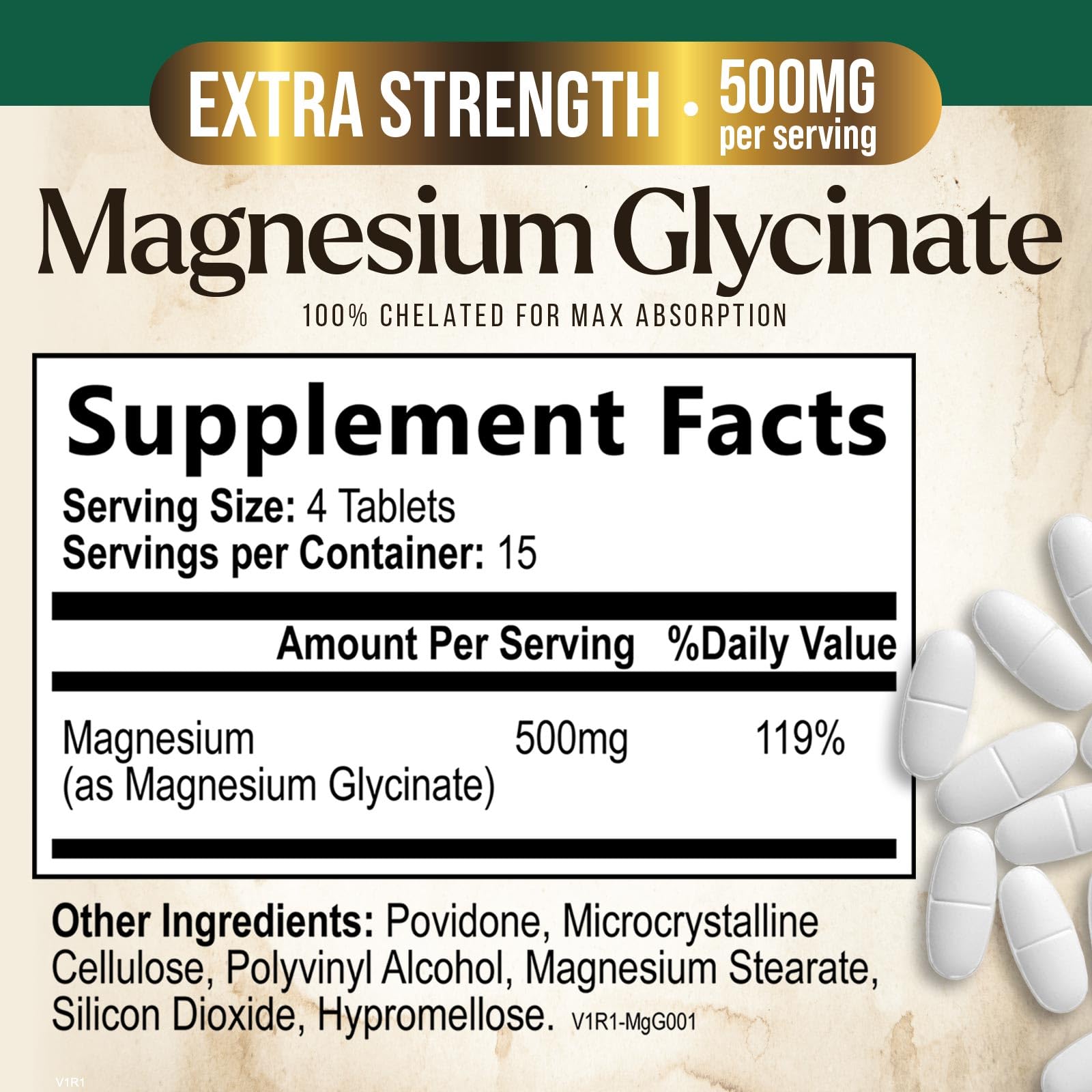 Magnesium Glycinate 500mg Per Serving - High Absorption Chelated Magnesium Supplement for Muscle, Bone and Heart Health Support - Easy Digestion & Gentle on Your Stomach - USA Bottled - 60 Tablets - dailyvitalstore