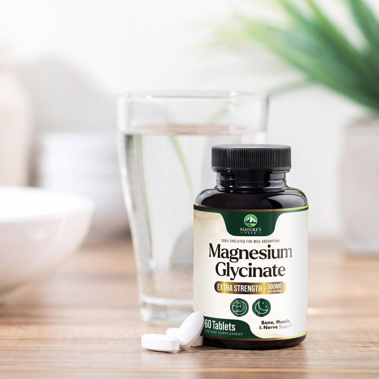 Magnesium Glycinate 500mg Per Serving - High Absorption Chelated Magnesium Supplement for Muscle, Bone and Heart Health Support - Easy Digestion & Gentle on Your Stomach - USA Bottled - 60 Tablets - dailyvitalstore