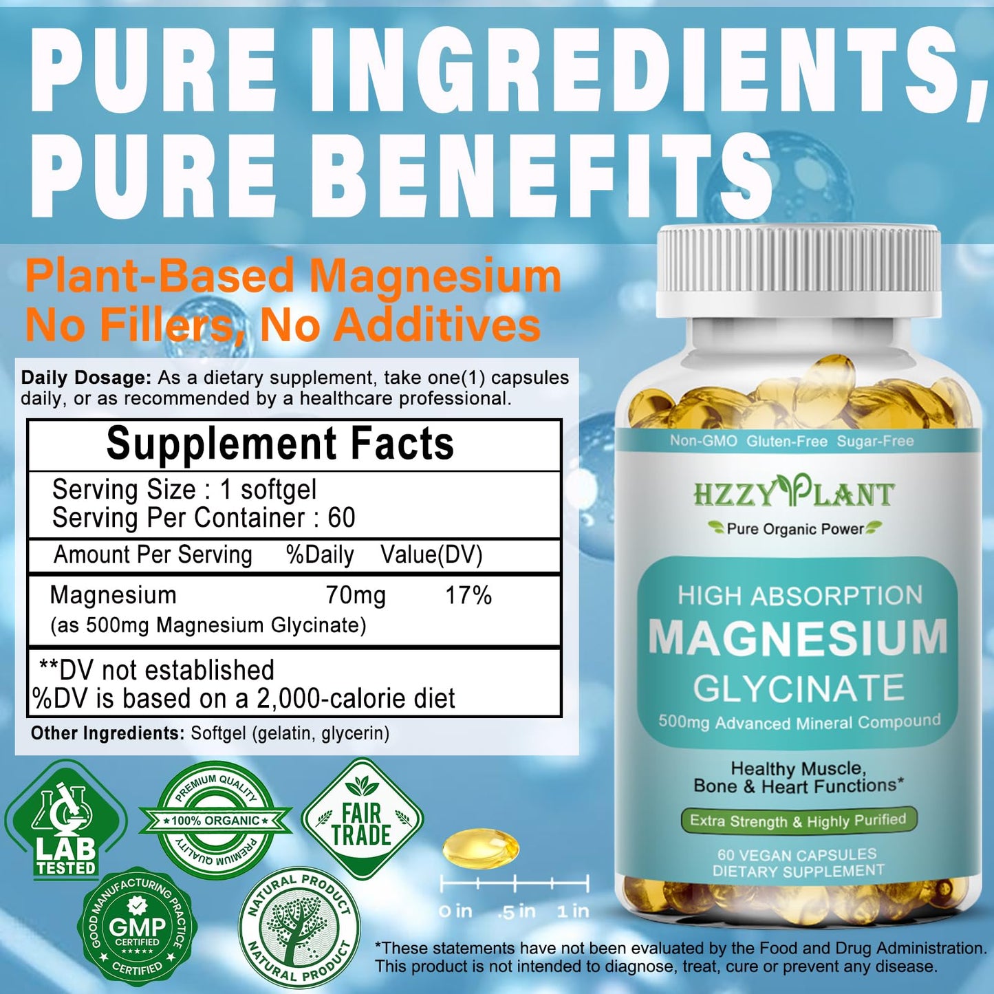 Magnesium Glycinate 500mg Softgels, High Absorption Magnesium Supplement Softgel Capsules for Muscle, Heart, Sleep & Bone Support, Stress Relief, Nerve Health & Metabolism, Non-GMO, 2 Month Supply - dailyvitalstore