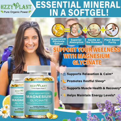 Magnesium Glycinate 500mg Softgels, High Absorption Magnesium Supplement Softgel Capsules for Muscle, Heart, Sleep & Bone Support, Stress Relief, Nerve Health & Metabolism, Non-GMO, 2 Month Supply - dailyvitalstore