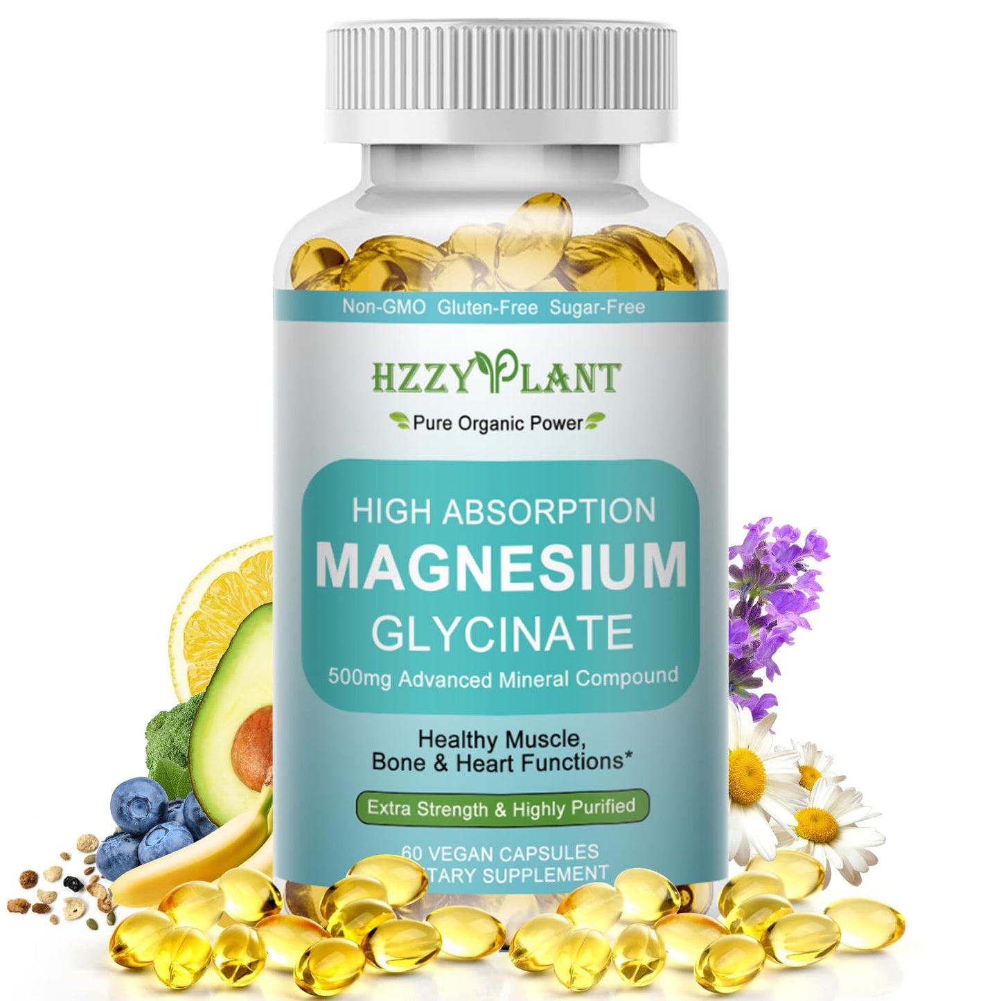 Magnesium Glycinate 500mg Softgels, High Absorption Magnesium Supplement Softgel Capsules for Muscle, Heart, Sleep & Bone Support, Stress Relief, Nerve Health & Metabolism, Non-GMO, 2 Month Supply - dailyvitalstore