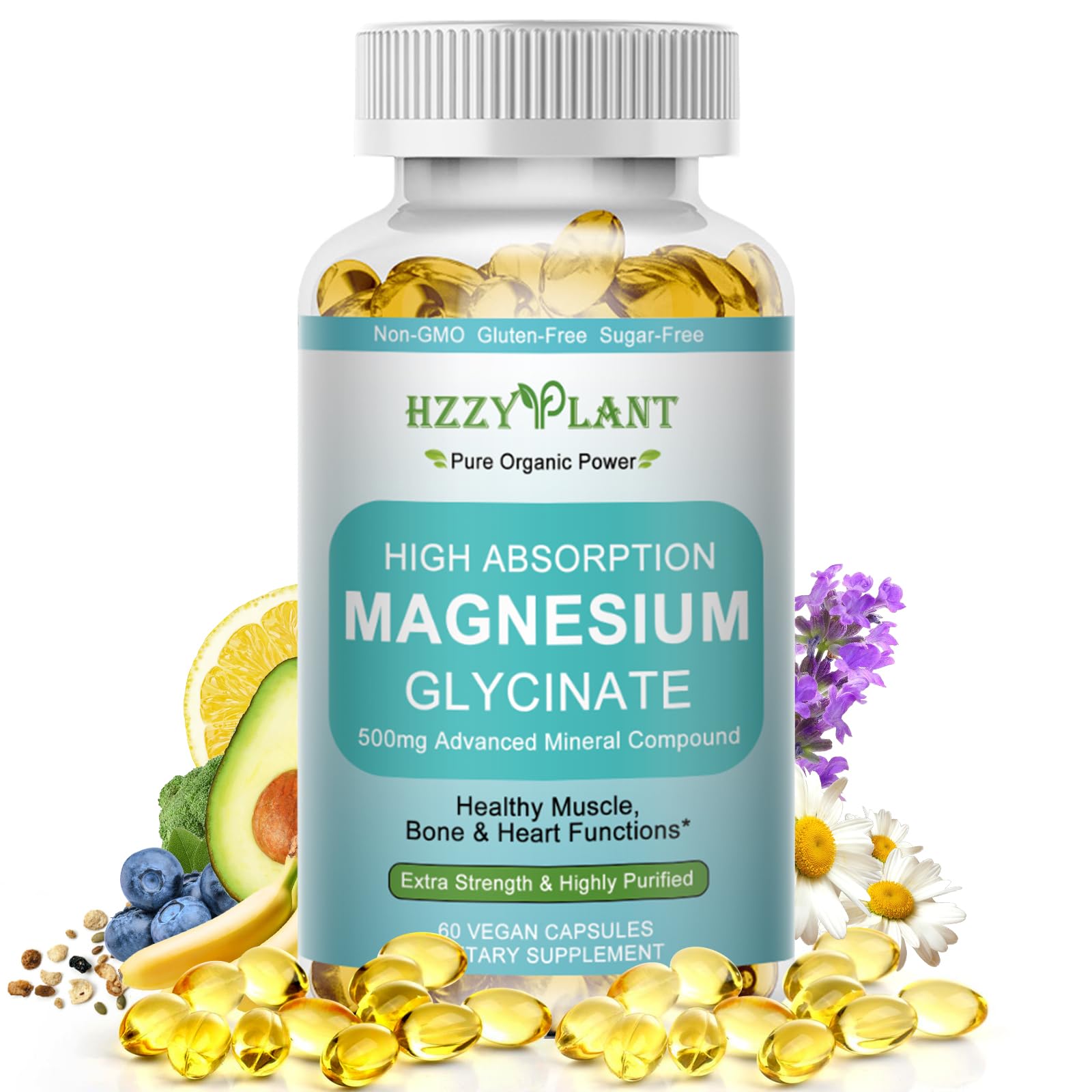 Magnesium Glycinate 500mg Softgels, High Absorption Magnesium Supplement Softgel Capsules for Muscle, Heart, Sleep & Bone Support, Stress Relief, Nerve Health & Metabolism, Non-GMO, 2 Month Supply - dailyvitalstore