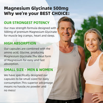 Magnesium Glycinate 500mg Softgels Supplement, Small Easy to Swallow Magnesium Gelcaps High Absorption for Night Leg&Sleep Support, Muscle&Bone, Calm, Non GMO, 120 Gelcaps, 60 Day Supply - dailyvitalstore