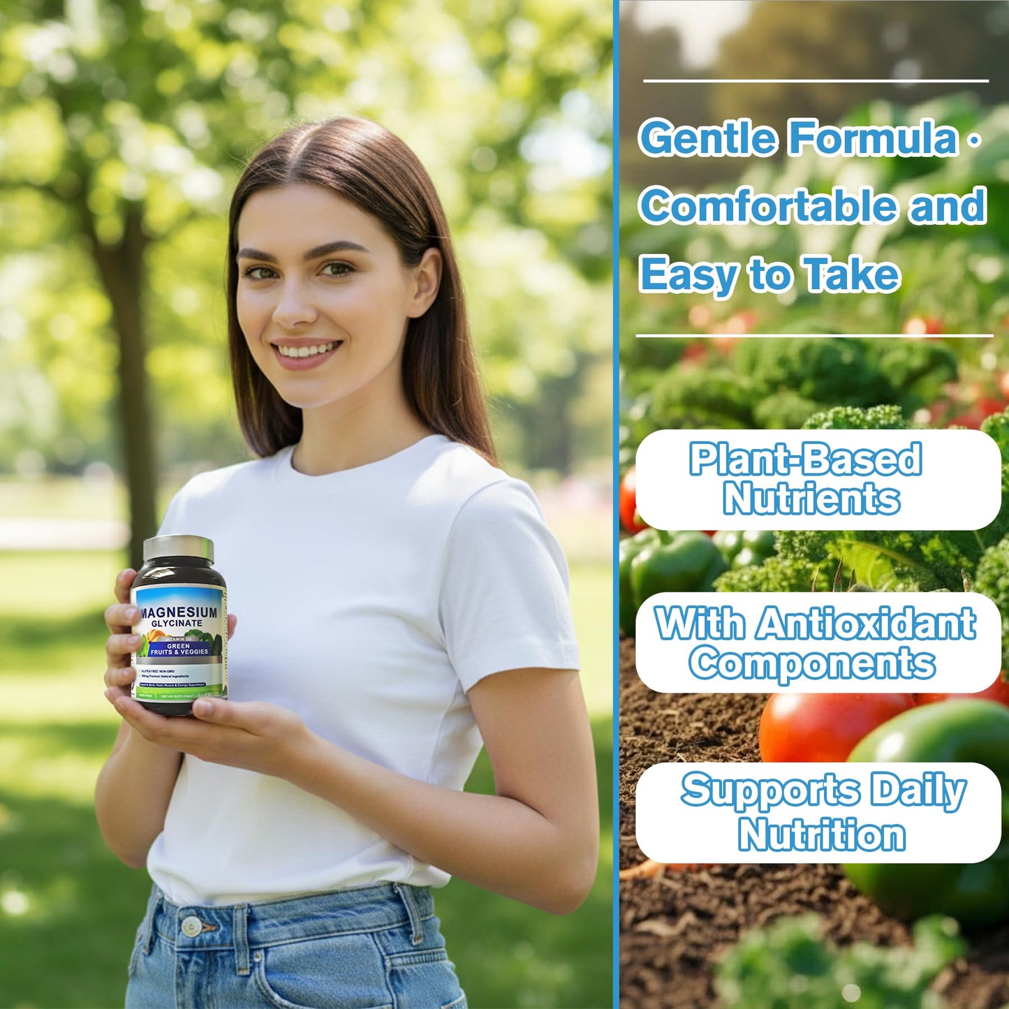 Magnesium Glycinate 500mg with Vitamin D3 – High Absorption Magnesium Supplement with Veggies Design – Supports Bone & Muscle Function and Energy – Non-GMO, Gluten-Free – 120 Veg Capsules - dailyvitalstore