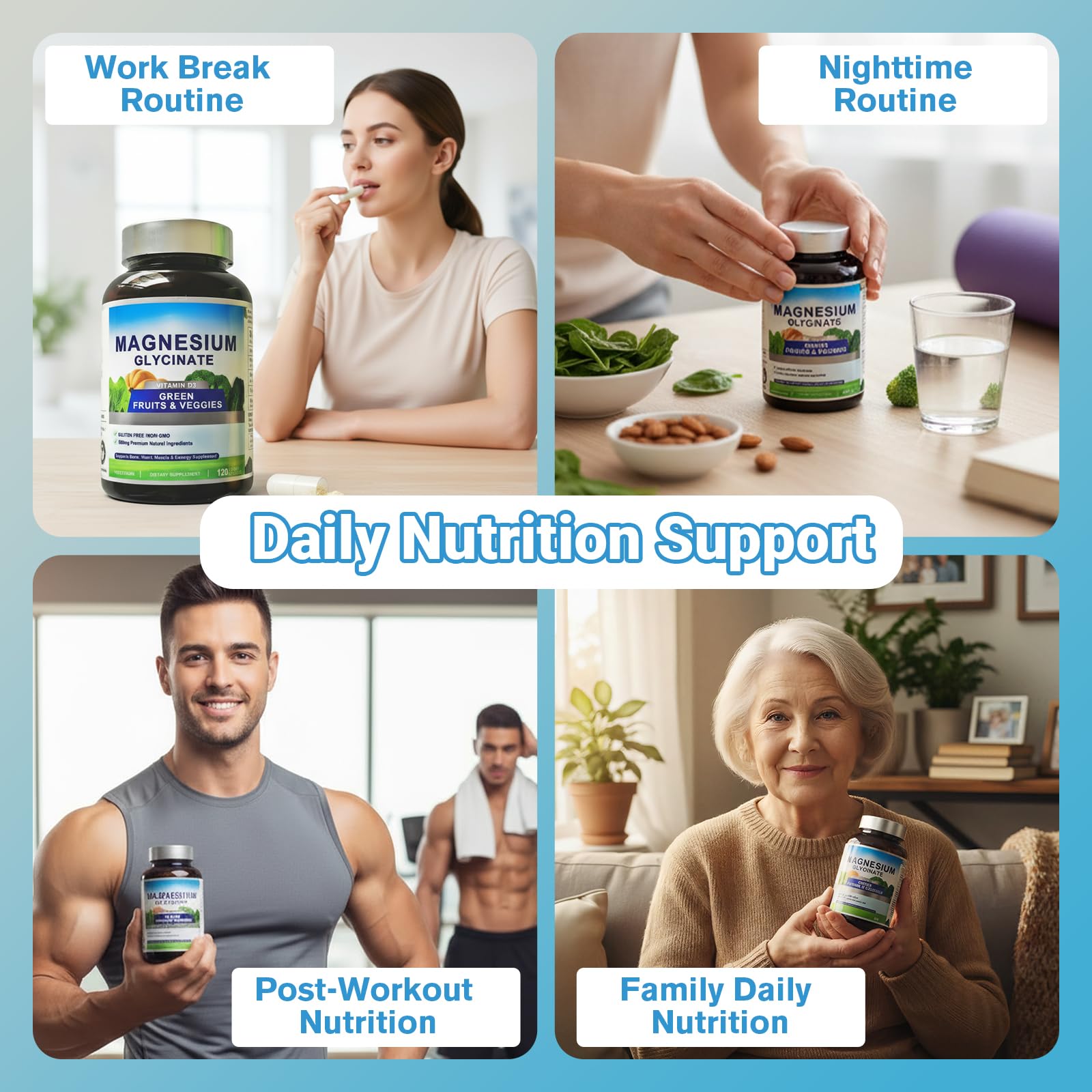 Magnesium Glycinate 500mg with Vitamin D3 – High Absorption Magnesium Supplement with Veggies Design – Supports Bone & Muscle Function and Energy – Non-GMO, Gluten-Free – 120 Veg Capsules - dailyvitalstore