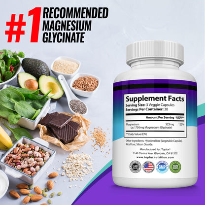 Magnesium Glycinate 525mg - High Absorption Chelated Magnesium Supplement Made with Pure Magnesium Glycinate - Supports Muscles, Sleep, Cramps, Recovery Bisglycinate Complex Vegan Non-GMO 90 Capsules - dailyvitalstore