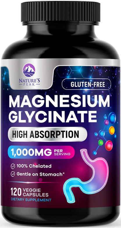 Magnesium Glycinate Capsules 1000mg Per Serving - Pure & Chelated for Max Absorption - Supports Muscle, Nerve & Heart Health, Sleep Support - Magnesium Supplement for Whole Body Support - 120 Capsules - dailyvitalstore