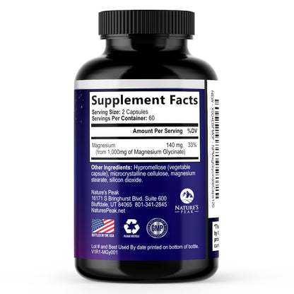 Magnesium Glycinate Capsules 1000mg Per Serving - Pure & Chelated for Max Absorption - Supports Muscle, Nerve & Heart Health, Sleep Support - Magnesium Supplement for Whole Body Support - 120 Capsules - dailyvitalstore