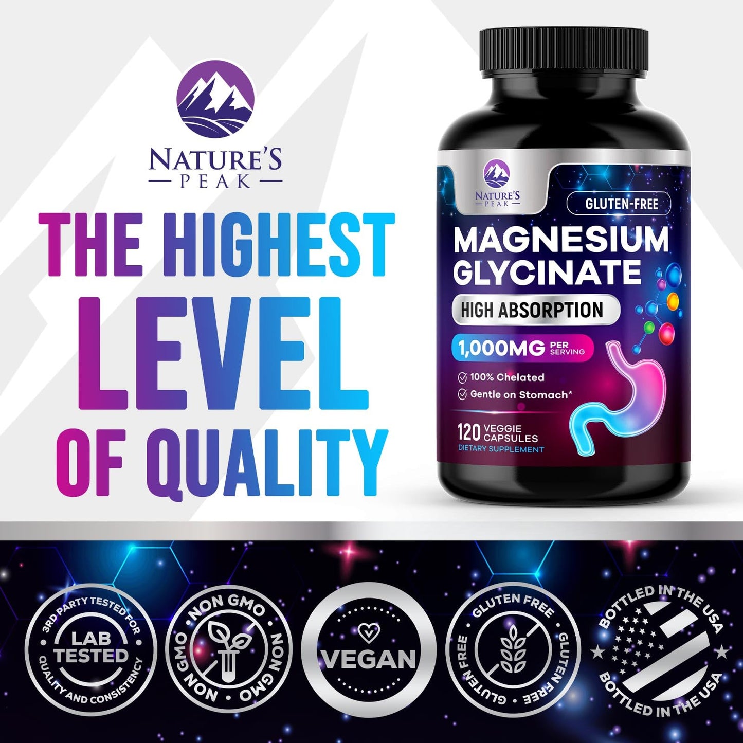 Magnesium Glycinate Capsules 1000mg Per Serving - Pure & Chelated for Max Absorption - Supports Muscle, Nerve & Heart Health, Sleep Support - Magnesium Supplement for Whole Body Support - 120 Capsules - dailyvitalstore