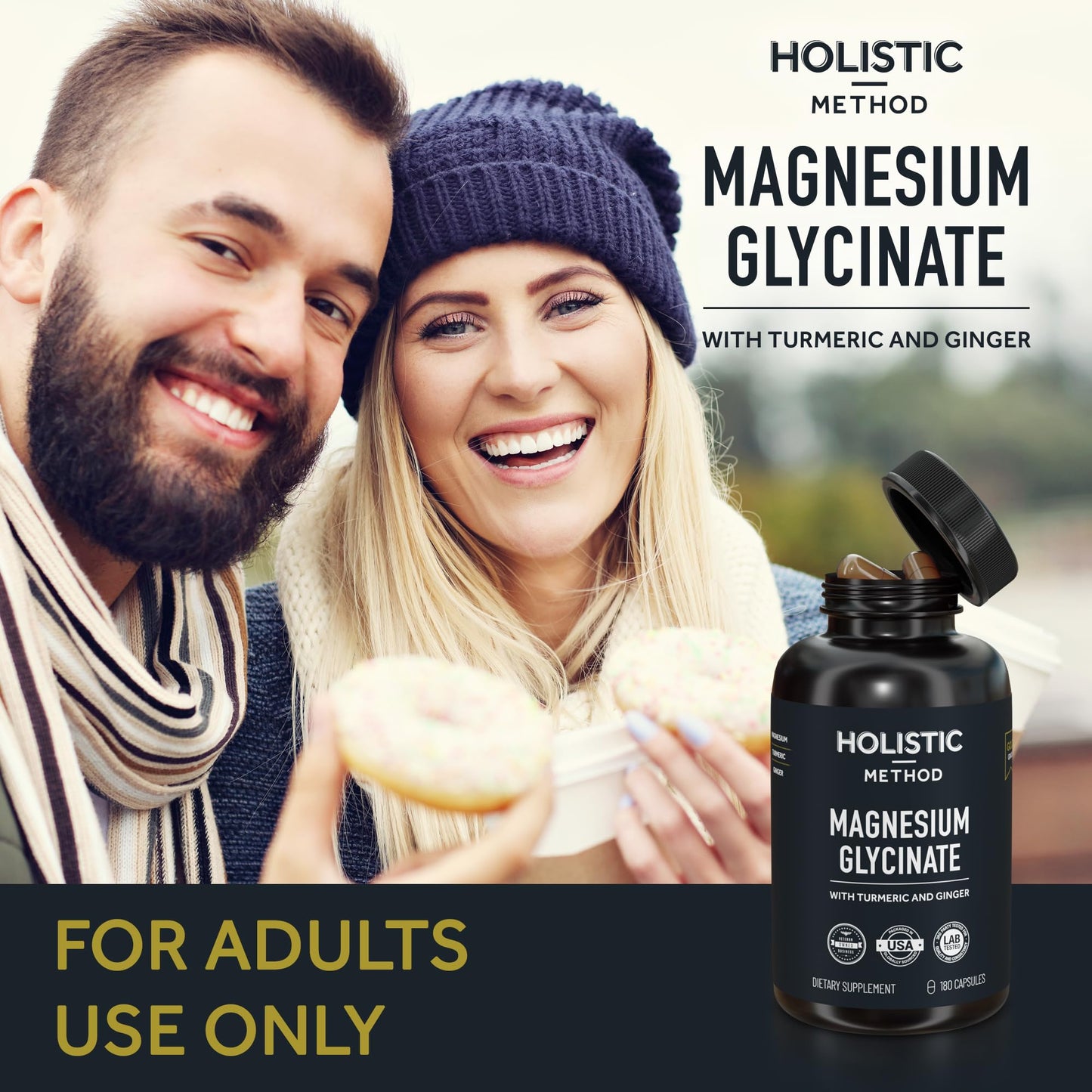 Magnesium Glycinate Capsules with Organic Turmeric and Ginger - 180 Vegan Capsules for Sleep, Relaxation, Muscle Cramps and Immune Support - dailyvitalstore