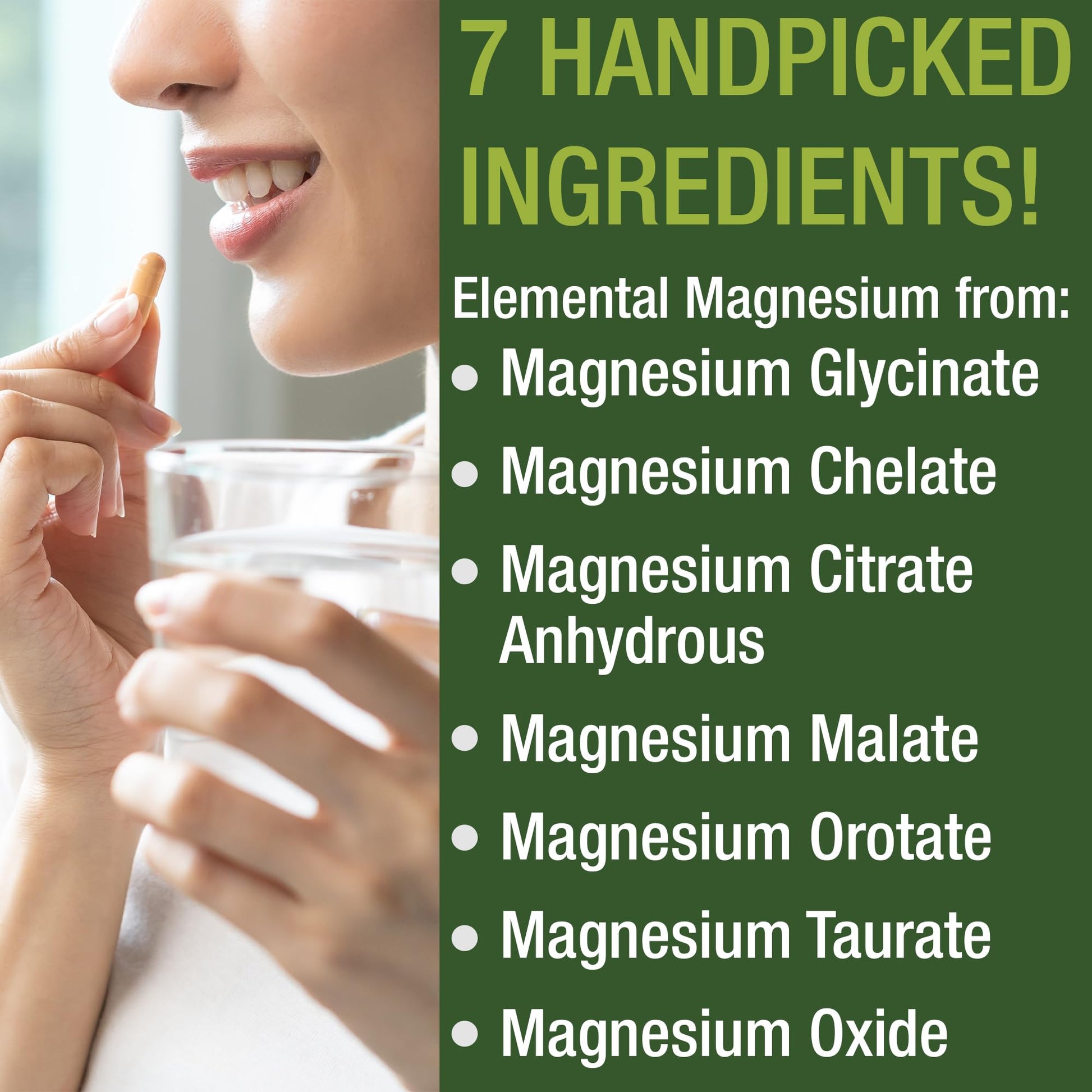 Magnesium Glycinate + Citrate + Malate + Chelate + Orotate + Taurate + Oxide. 7 Forms of Magnesium Complex. 500mg Supplement Capsules for Women & Men. 2 Pills for Sleep, Leg Cramps, Muscles - dailyvitalstore