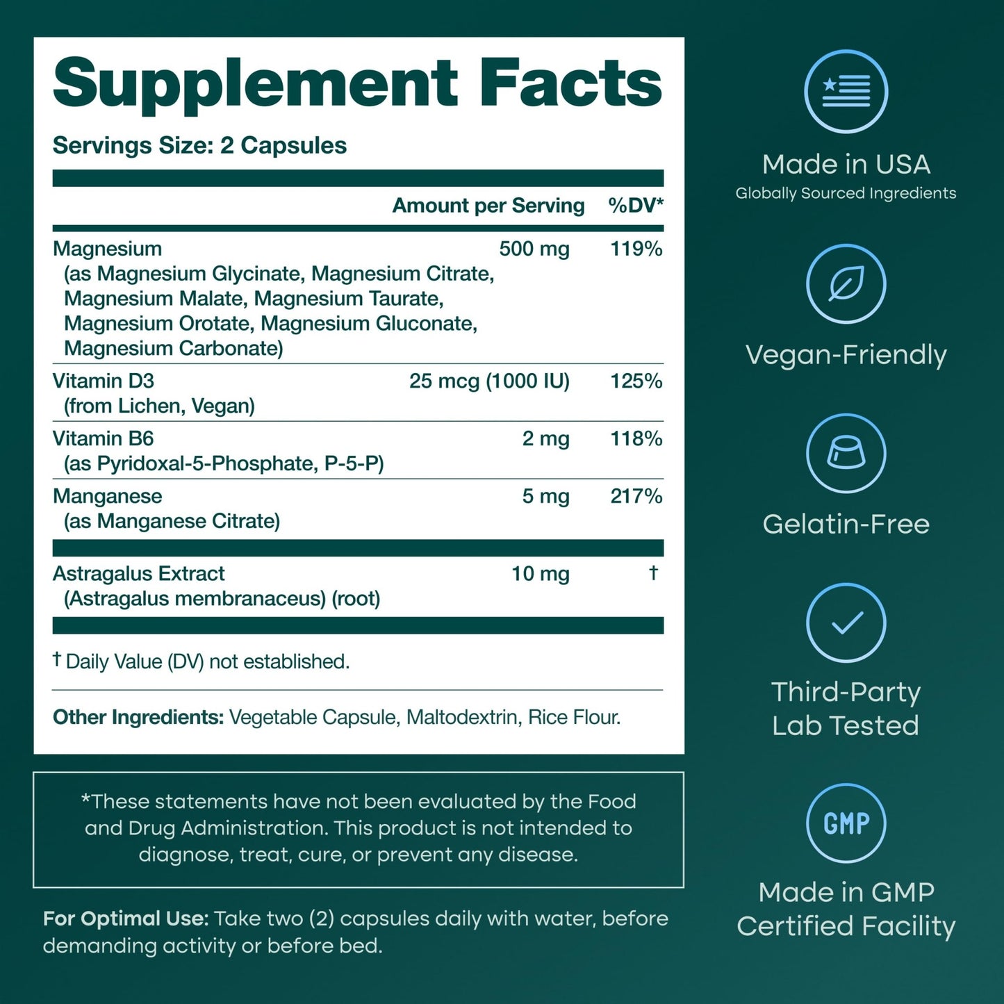 Magnesium Glycinate Complex (7-in-1) 500mg with D3 & B6 P5P - Multi-Form Blend with Glycinate, Citrate, Malate, Taurate, Gluconate, Carbonate, & Orotate - dailyvitalstore