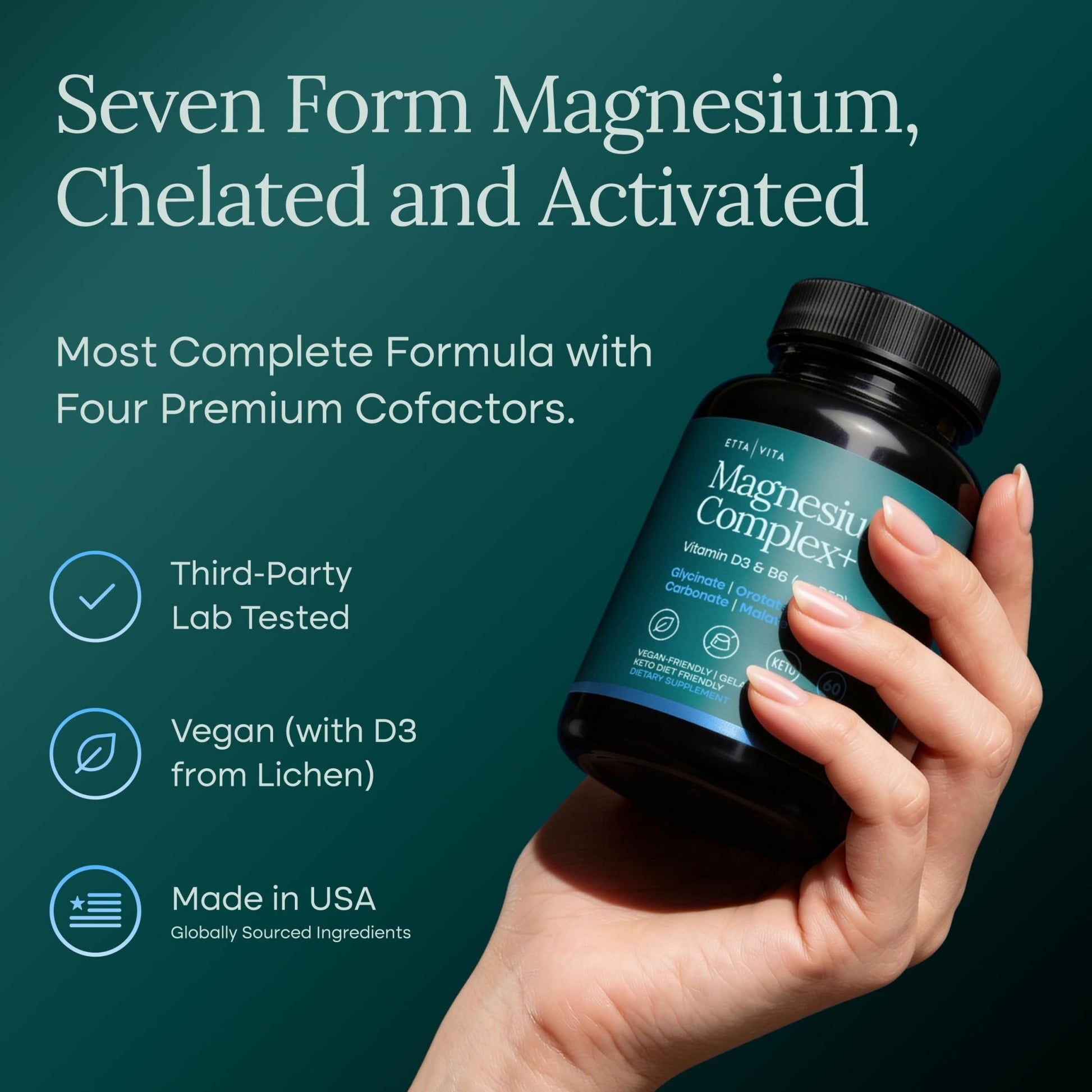 Magnesium Glycinate Complex (7-in-1) 500mg with D3 & B6 P5P - Multi-Form Blend with Glycinate, Citrate, Malate, Taurate, Gluconate, Carbonate, & Orotate - dailyvitalstore