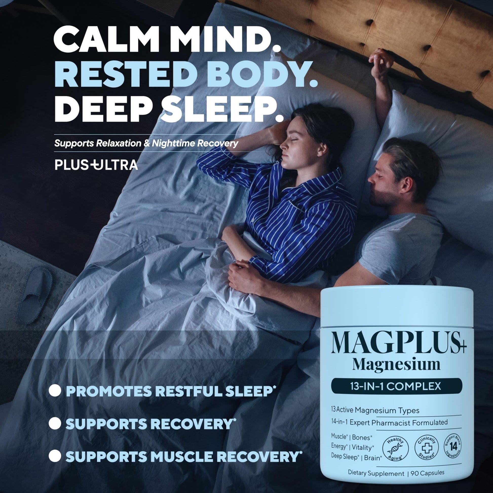 Magnesium Glycinate Complex Supplement, 900mg – 13-in-1 Magnesium L-Threonate, Citrate, Taurate & Malate for Women & Men – Liposomal Chelated Formula – Sleep, Muscle & Brain Support – 90 Capsules - dailyvitalstore