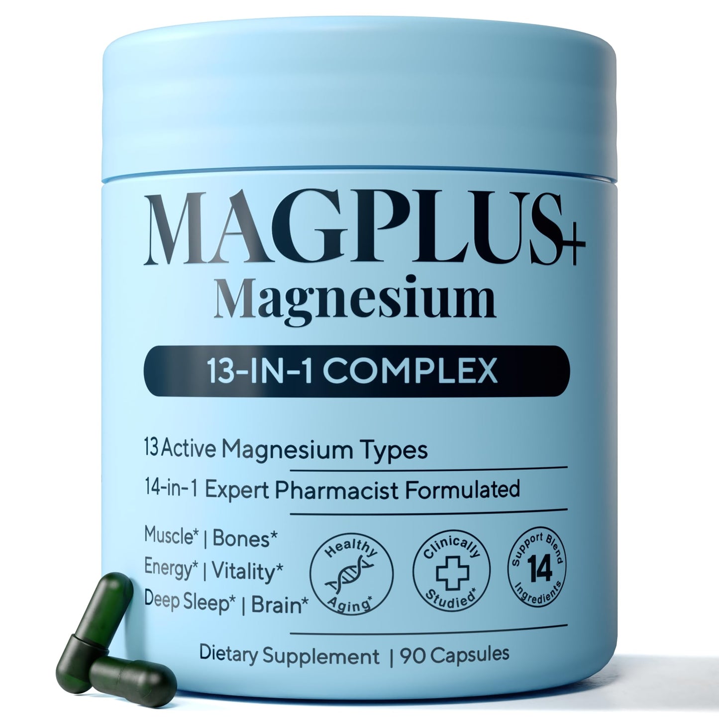 Magnesium Glycinate Complex Supplement, 900mg – 13-in-1 Magnesium L-Threonate, Citrate, Taurate & Malate for Women & Men – Liposomal Chelated Formula – Sleep, Muscle & Brain Support – 90 Capsules - dailyvitalstore
