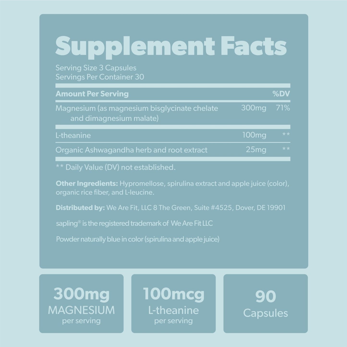 Magnesium Glycinate Complex Supplement - Chelated Magnesium Glycinate with Malate, Organic Ashwagandha, L-theanine & Blue Spirulina - High Absorption, Vegan, Non-GMO, 300mg, 90 Veggie Caps - dailyvitalstore