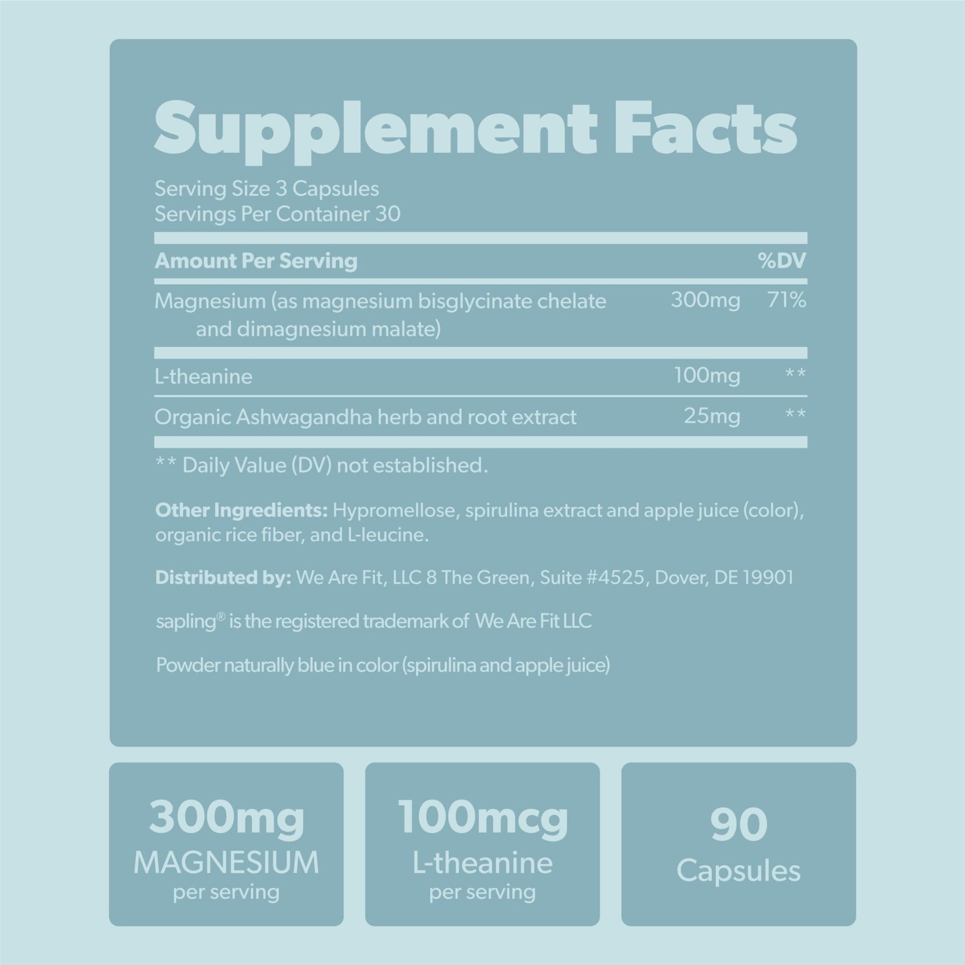 Magnesium Glycinate Complex Supplement - Chelated Magnesium Glycinate with Malate, Organic Ashwagandha, L-theanine & Blue Spirulina - High Absorption, Vegan, Non-GMO, 300mg, 90 Veggie Caps - dailyvitalstore